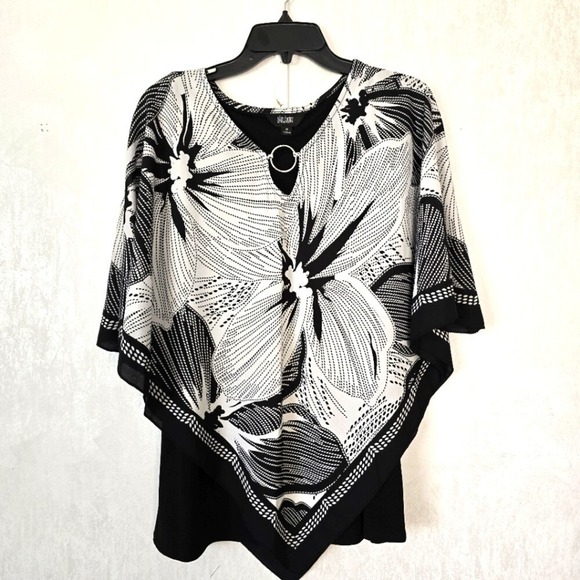 Slim Factor Women's M Shawl Tank Top Floral Black White Party Special Occasion - Picture 1 of 7